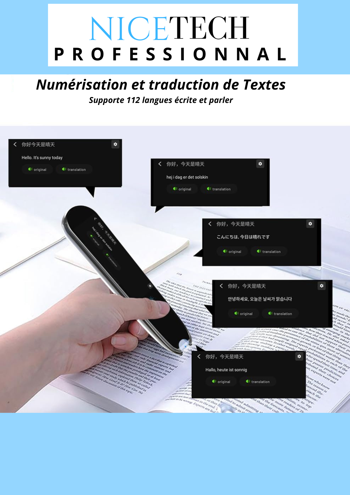 Stylo Scanner et traducteur Intelligent